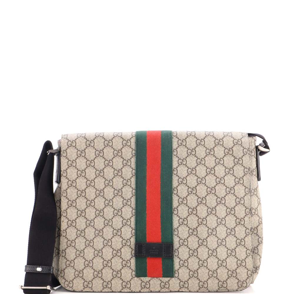 Gucci Web Flap Messenger Bag Gg Coated #323191G11B